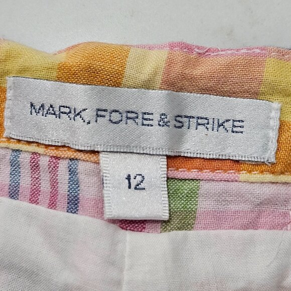Mark Fore & Strike Capri Pants Size 12 Madras Vintage Patchwork Plaid Cotton - Picture 7 of 11